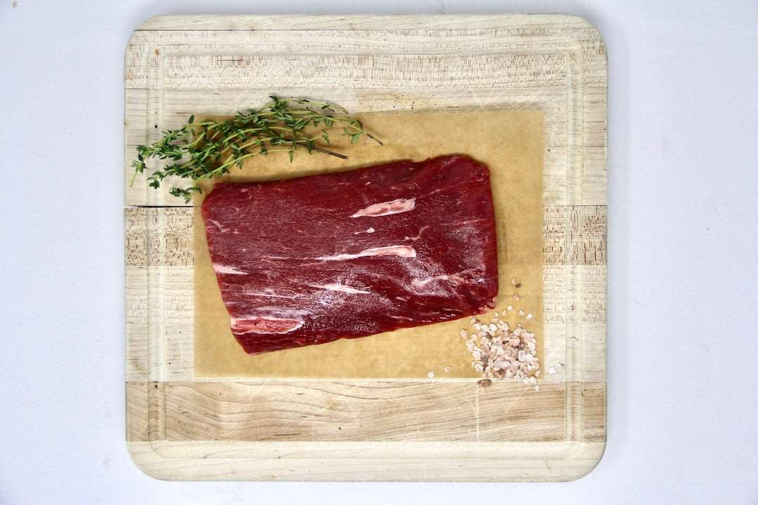 100% Grass-Fed Beef Flat Iron Steak Uncooked Regenerative Farm Products Delivered Apsey Farms Midwest USA
