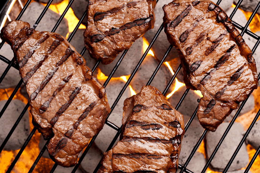 100% Grass-Fed Beef NY Strip Steak Cooked Regenerative Farm Products Delivered Apsey Farms Midwest USA