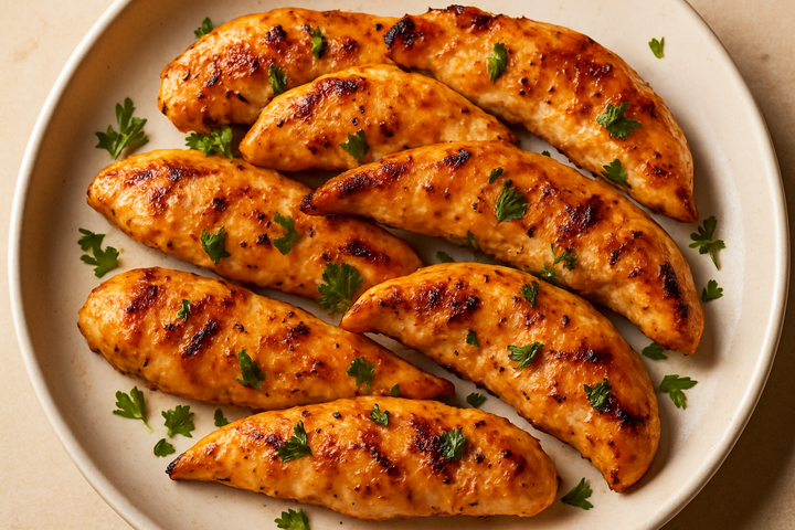 Low PUFA Corn and Soy-Free Chicken Tenderloins Cooked Regenerative Farm Products Delivered Apsey Farms Midwest USA