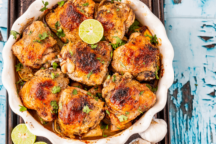 Low PUFA Corn and Soy-Free Chicken Thighs Cooked Regenerative Farm Products Delivered Apsey Farms Midwest USA