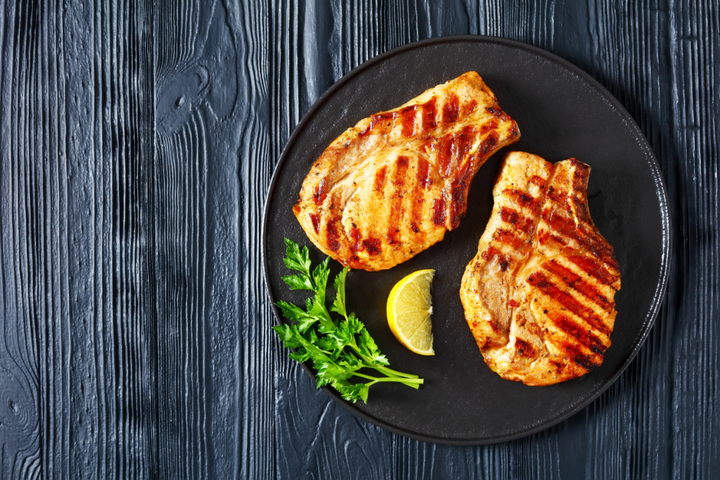 Low PUFA Pasture Raised Pork Bone-In Chops Cooked Regenerative Farm Products Delivered Apsey Farms Midwest USA