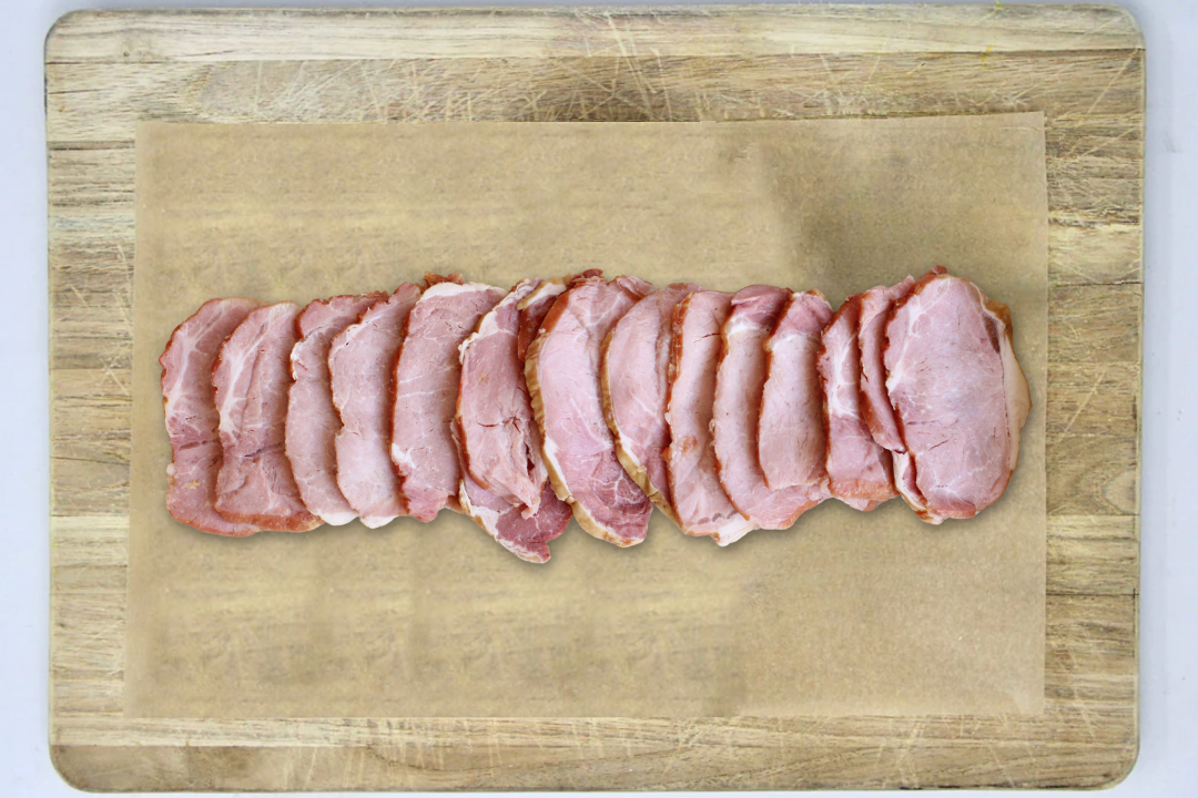 Low PUFA Pasture Raised Pork Canadian Bacon Cooked Regenerative Farm Products Delivered Apsey Farms Midwest USA