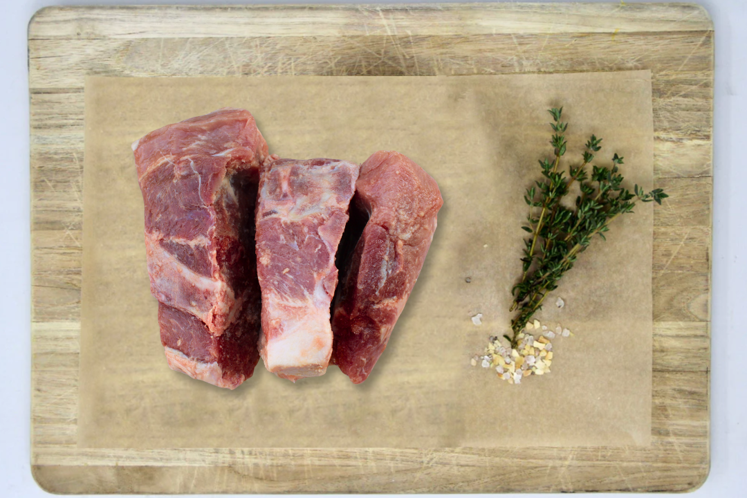 Low PUFA Pasture Raised Pork Country Style Spare Ribs Uncooked Regenerative Farm Products Delivered Apsey Farms Midwest USA