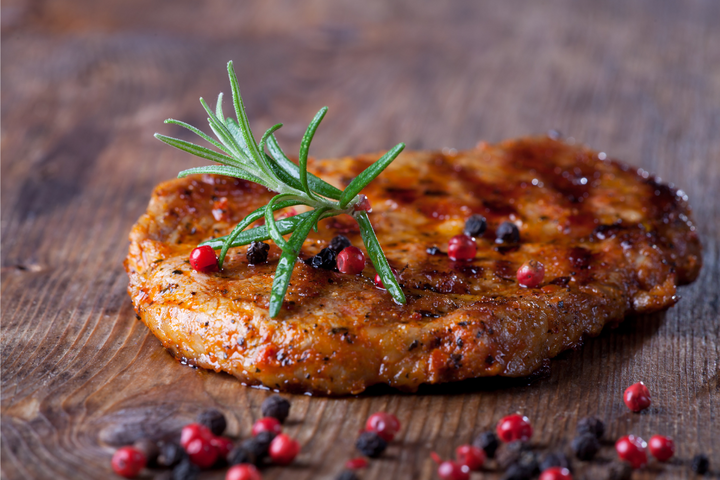 Low PUFA Pasture Raised Pork Steak Cooked Regenerative Farm Products Delivered Apsey Farms Midwest USA