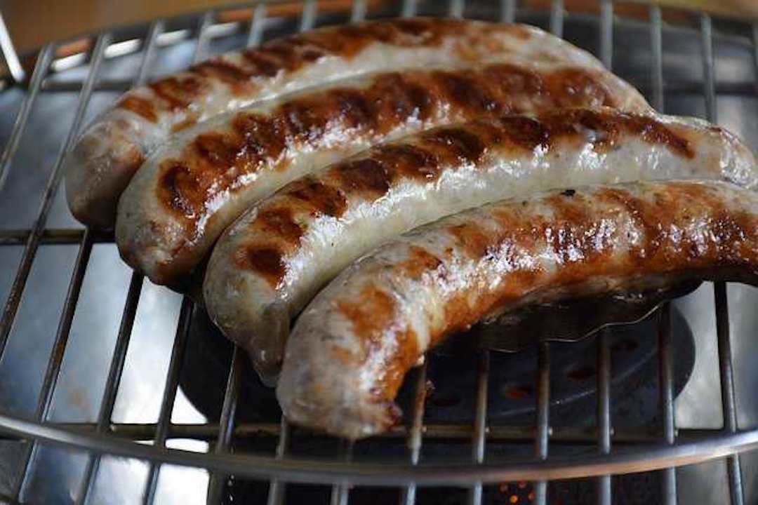 Low PUFA Pasture Raised Pork (Sugar-Free) Bratwurst Cooked Regenerative Farm Products Delivered Apsey Farms Midwest USA