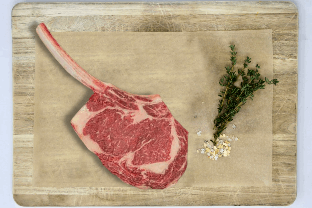 100% Grass-Fed Beef Cowboy Cut Rib Steak Uncooked Regenerative Farm Products Delivered Apsey Farms Midwest USA