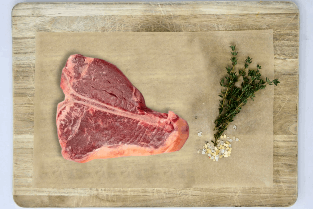 100% Grass-Fed Beef T-Bone Steak Uncooked Regenerative Farm Products Delivered Apsey Farms Midwest USA