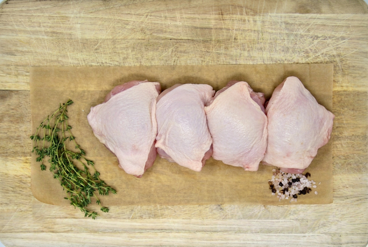 Low PUFA Corn and Soy-Free Chicken Thighs Raw Regenerative Farm Products Delivered Apsey Farms Midwest USA