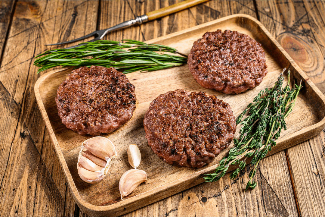 100% Grass-Fed Ground Beef Patties Cooked Regenerative Farm Products Delivered Apsey Farms Midwest USA