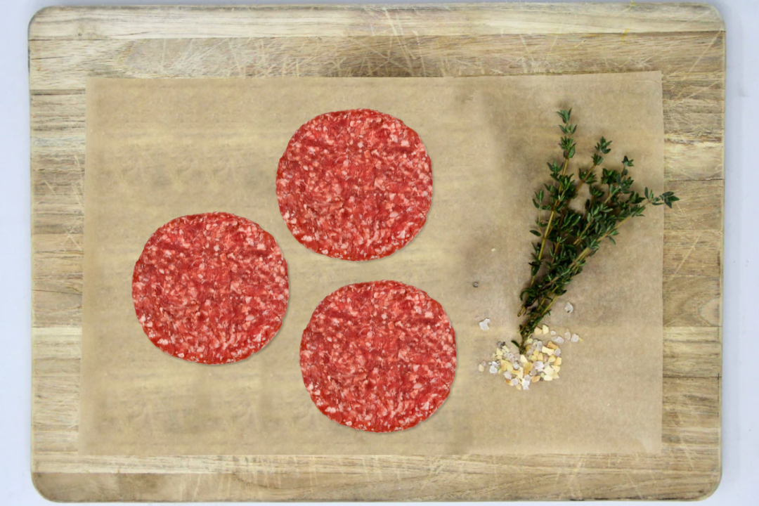 100% Grass-Fed Ground Beef Patties Uncooked Regenerative Farm Products Delivered Apsey Farms Midwest USA