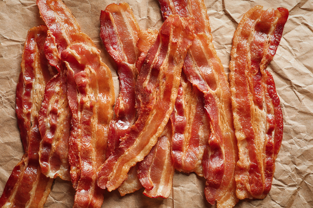 Low PUFA Pasture Raised Pork Bacon Cooked Regenerative Farm Products Delivered Apsey Farms Midwest USA