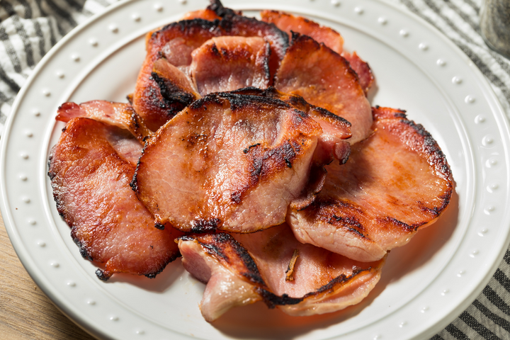 Low PUFA Pasture Raised Pork Canadian Bacon Cooked Regenerative Farm Products Delivered Apsey Farms Midwest USA