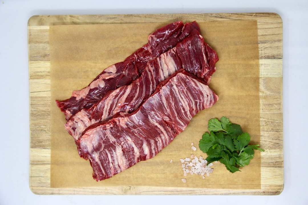 100% Grass-Fed Beef Skirt Steak Uncooked Regenerative Farm Products Delivered Apsey Farms Midwest USA